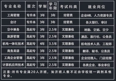 上海建桥学院2019年成人高考招生专业